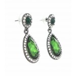 Angelina Emerald Pave Teardrop Edgy Earrings 